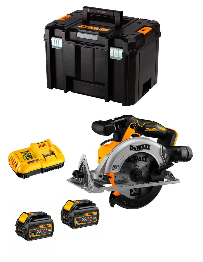 Sega Circolare DeWALT DCS565T2 (2 x 54V/18V 6,0 Ah + DCB116 + TSTAK VI)