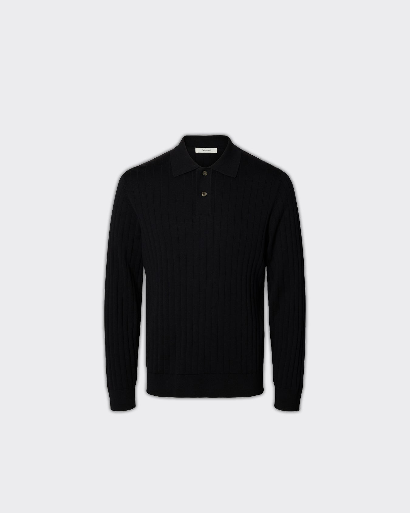 Selected Homme Polo Knit Rib Torino Nera
