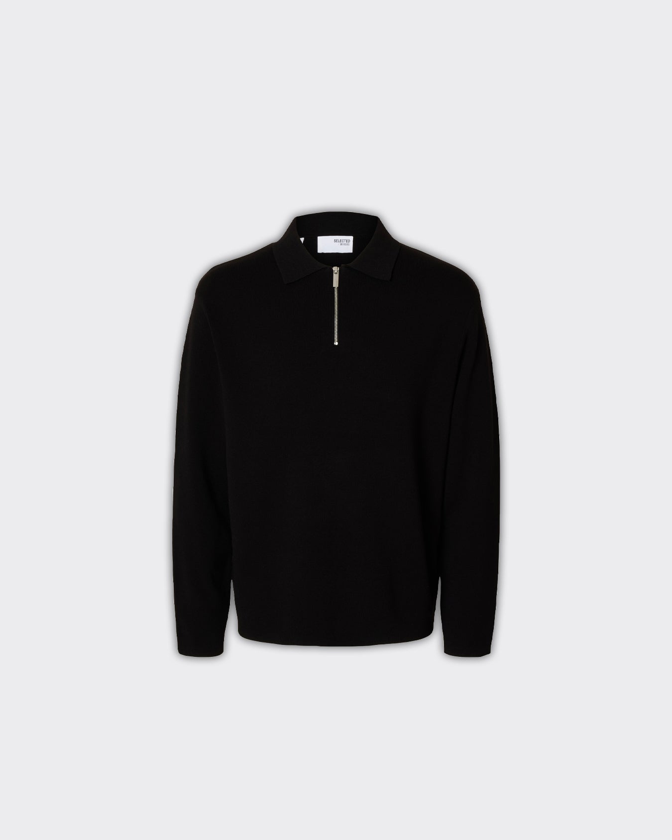 Selected Homme Polo Teller Knit Half Zip Nero Selected Homme Polo Teller Knit Half Zip Nero