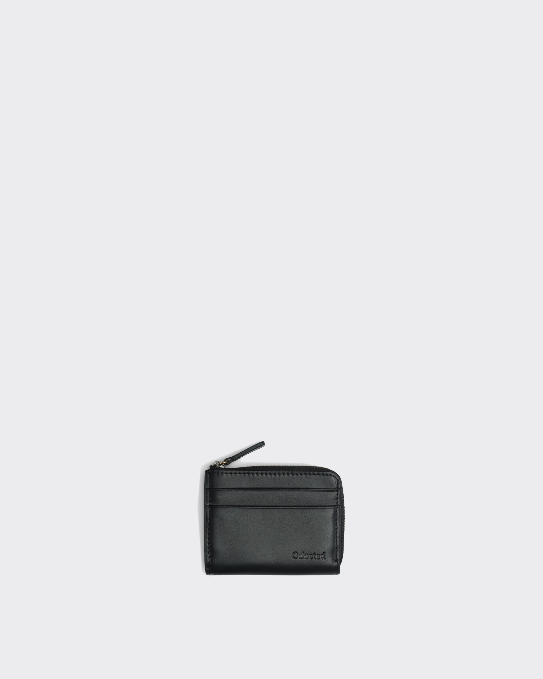 Selected Homme Portafoglio Zip Levi Leather Nero