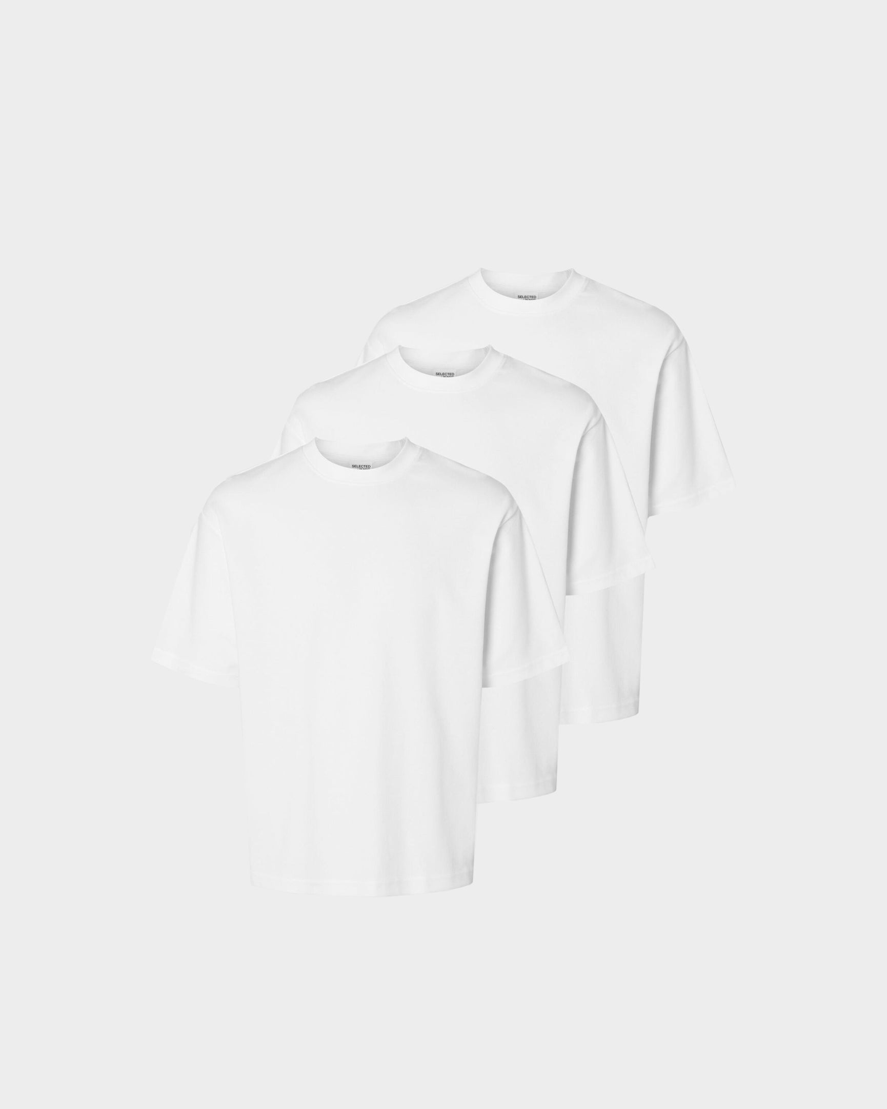 Selected Homme T-Shirt Loose Oscar 3 Pack Bianca