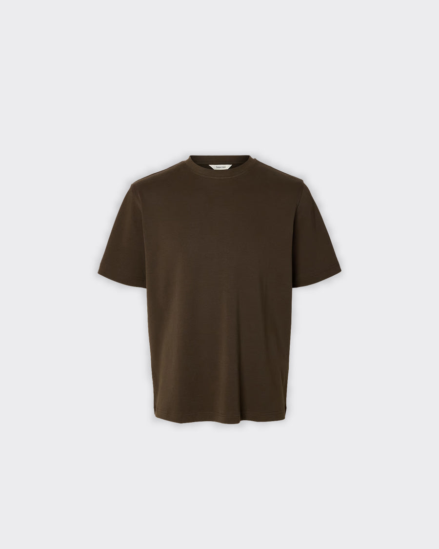 Selected Homme T-Shirt Taj Mid Wgt Turkish Coffee