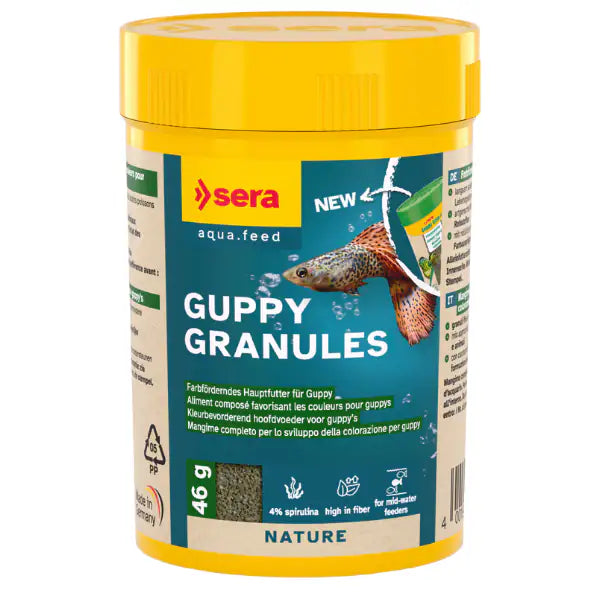 Sera Guppy Granules mangime per pesci Guppy 46 gr (100 ml) - 1° ORDINE? scegli tra BZR5 - BZR20 + 200 pt fedeltà