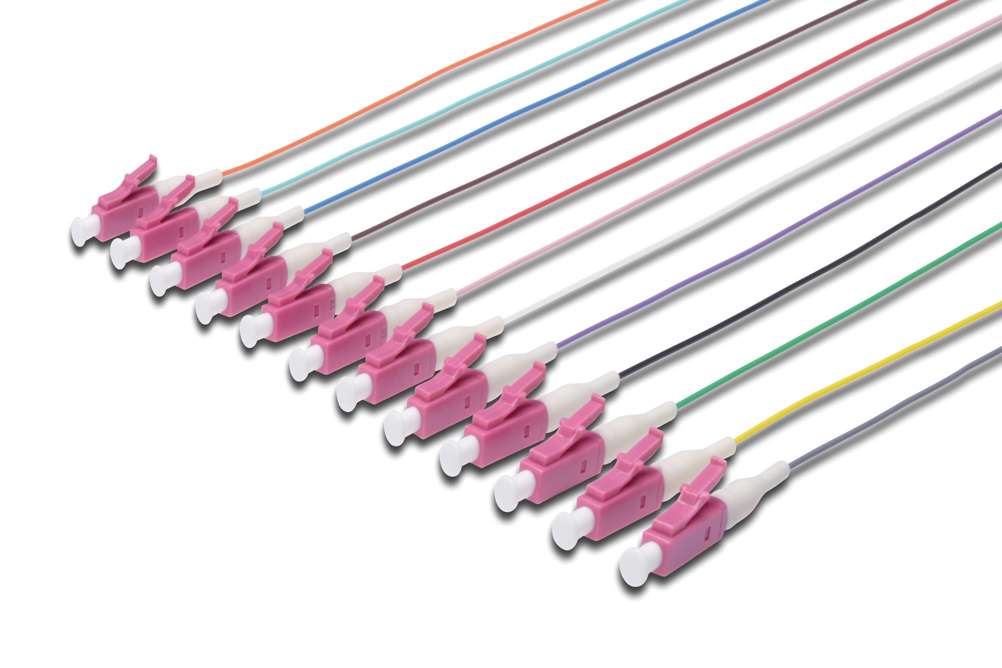 Set 12 Cavi Pigtail Fibra Ottica Colorati Connettori Lc Om4 50/125 Upc Simplex Set 12 Cavi Pigtail Fibra Ottica Colorati Connettori Lc Om4 50/125 Upc Simplex