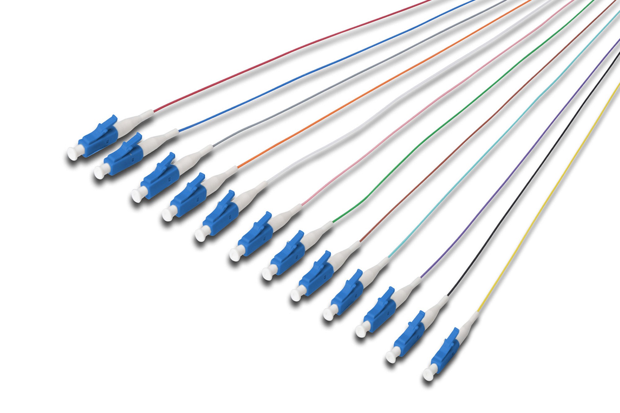 Set 12 Cavi Pigtail Fibra Ottica Colorati Connettori Lc Os2 09/125 Simplex