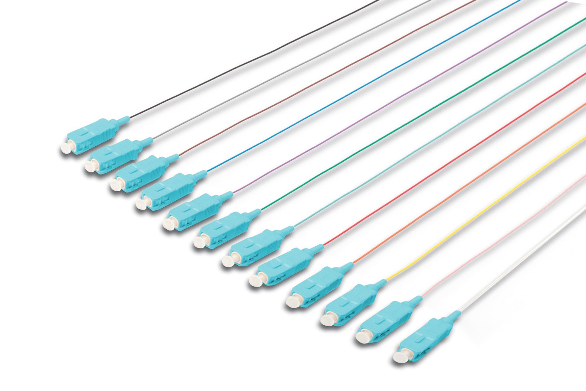 Set 12 Cavi Pigtail Fibra Ottica Colorati Connettori Sc Om3 50/125 Simplex Set 12 Cavi Pigtail Fibra Ottica Colorati Connettori Sc Om3 50/125 Simplex