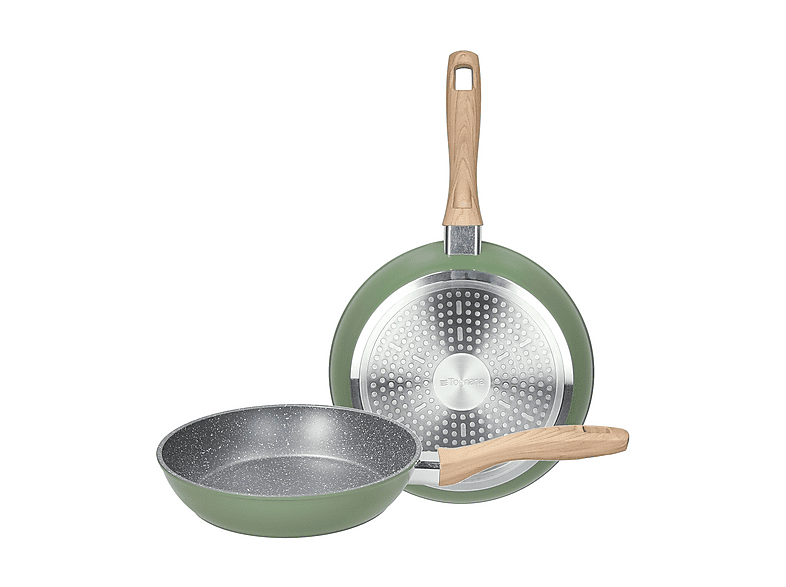 SET 2 PADELLE TOGNANA SAGE STONE, Ø 24/28 cm, In Alluminio Forgiato con Rivestimento Antiaderente Minerale Effetto Pietra, Adatto a tutti i piani cottura, Verde Salvia