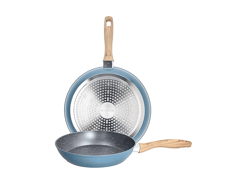 Set 2 padelle TOGNANA SKYLINE, Compatibile con piano cottura a gas e induzione, Ø 24/28 cm, Alluminio forgiato, Azzurro