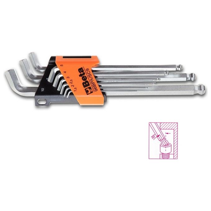 Set chiavi maschio esagonale con sfera per brugole 9 pz 96BP/SC9 Cromo 000960974