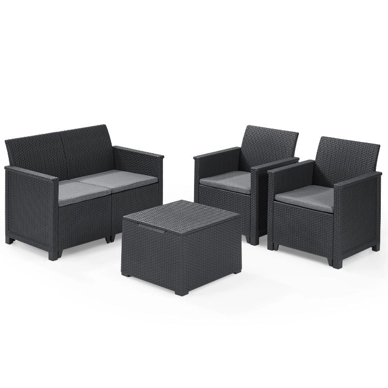 Set da Giardino Keter Emma 1 Divano 2 Posti Poltrone 1 Tavolino Set da Giardino Keter Emma 1 Divano 2 Posti Poltrone 1 Tavolino