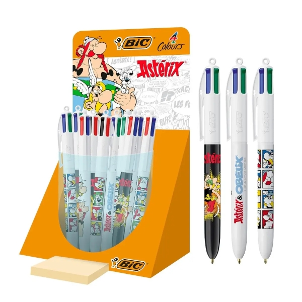 Set di 30 penne a sfera retrattili Bic Asterix a 4 colori con disegni del fumetto Asterix - Punta media da 10 mm - 3 diversi design Set di 30 penne a sfera retrattili Bic Asterix a 4 colori con disegni del fumetto Asterix - Punta media da 10 mm - 3 diversi design