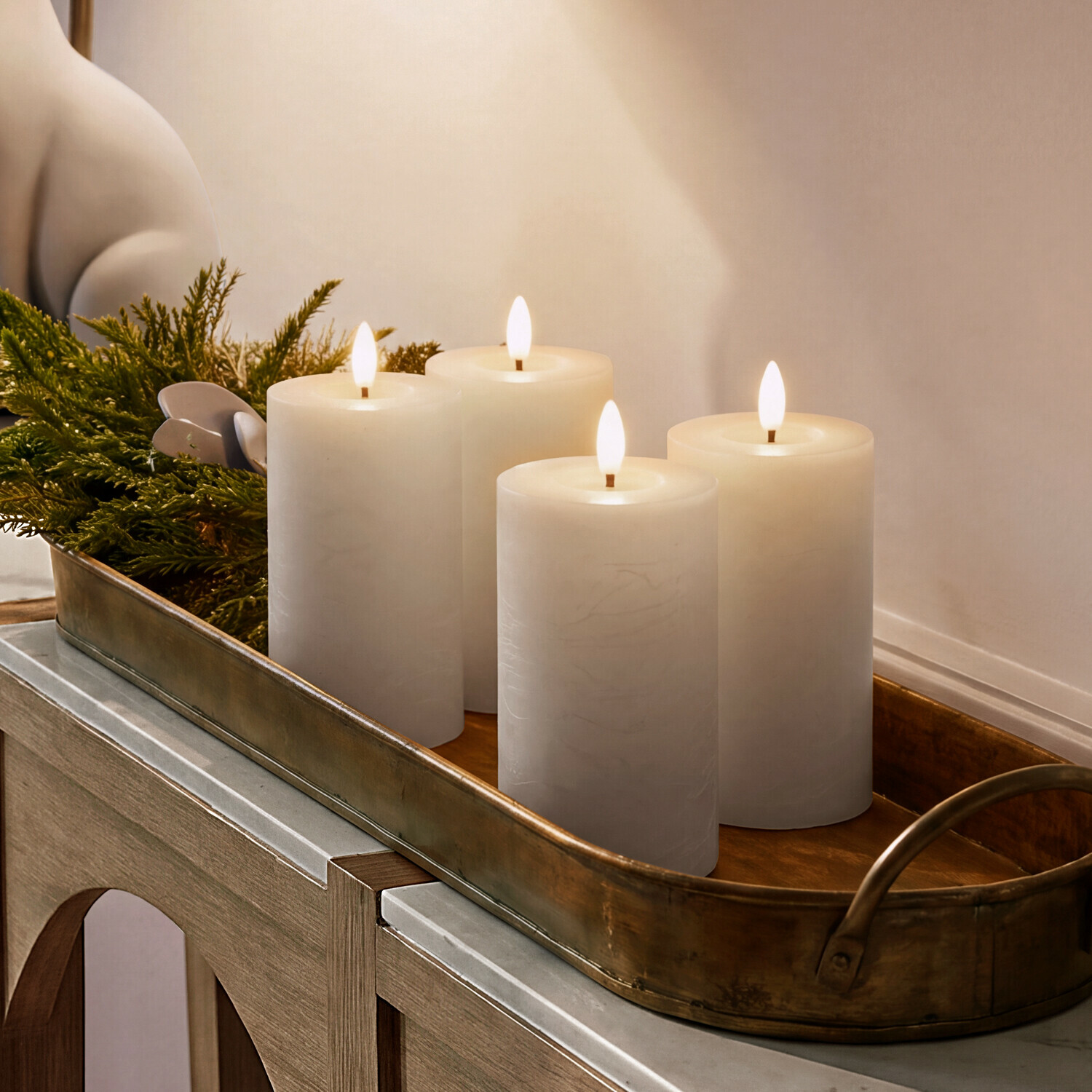 Set di 4 candele a pilastro a LED Rimfalla
