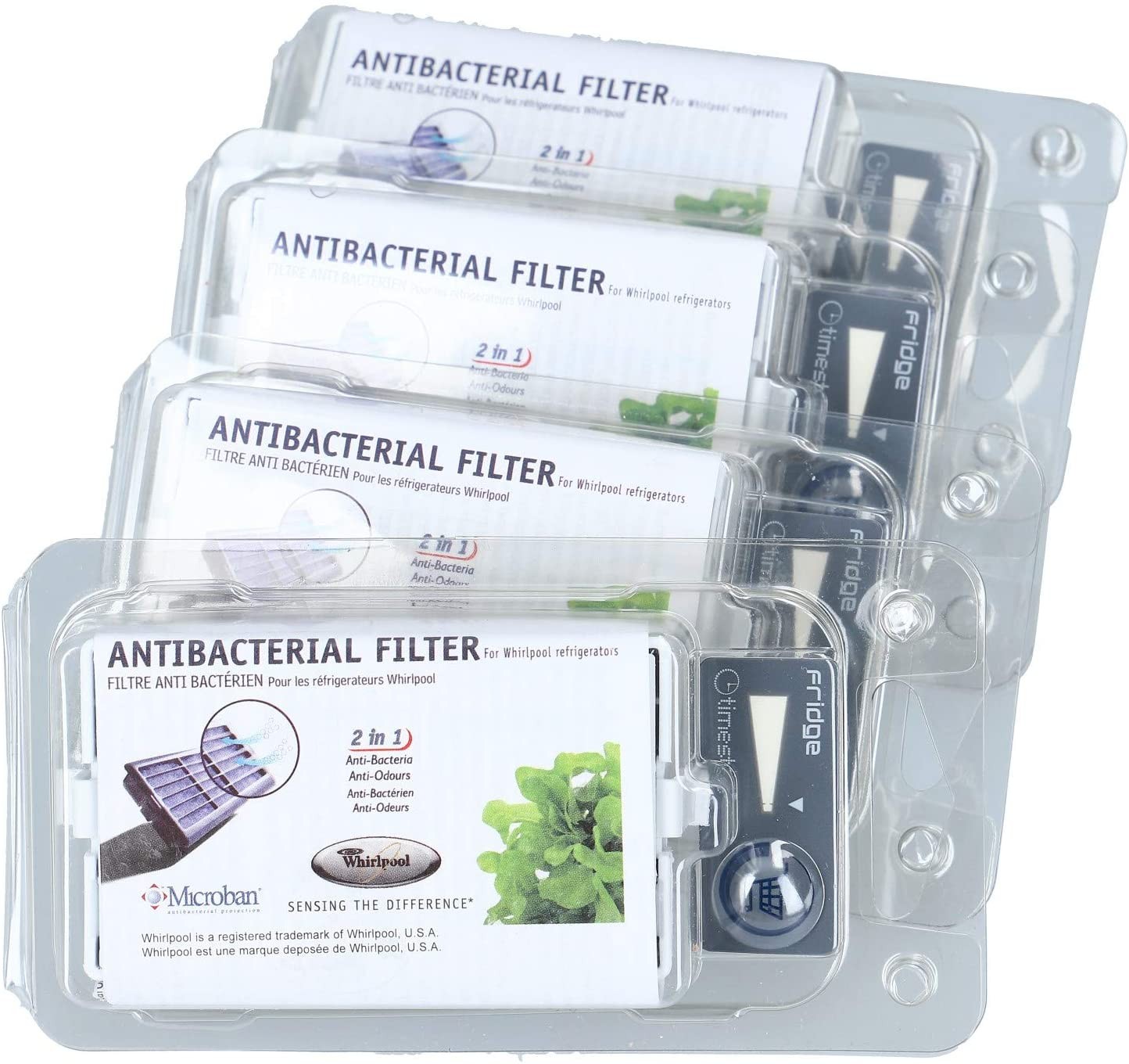 Set Di 4 Filtri Anti-batterici Originali Microban - Frigorifero, Congelatore Whirlpool 43642678015250025491 Set Di 4 Filtri Anti-batterici Originali Microban - Frigorifero, Congelatore Whirlpool 43642678015250025491