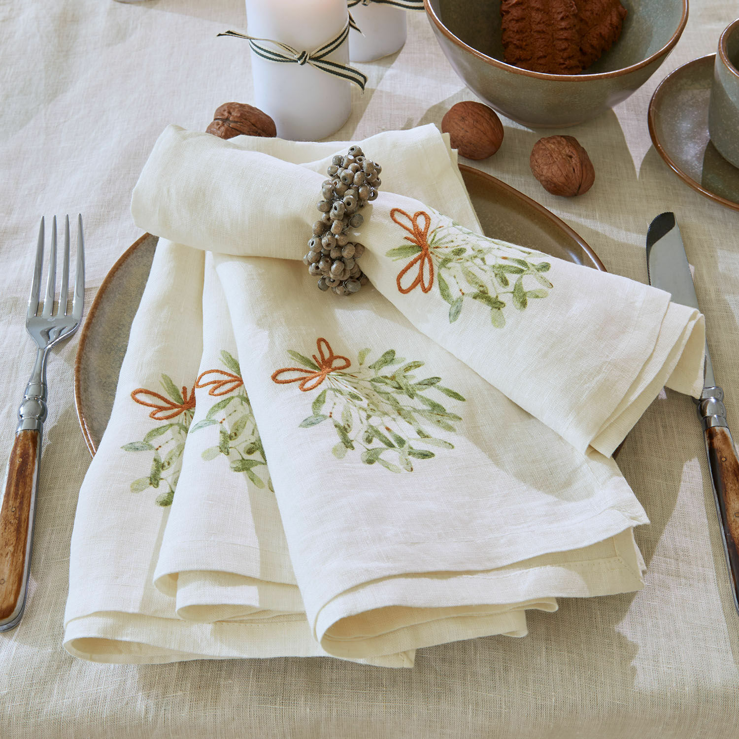 Set di 4 tovaglioli Mistletoe