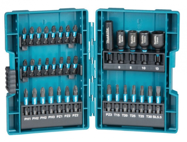 Set Di Punte, Portapunte E Bussole Impact Black 35 Pezzi Makita B-66880