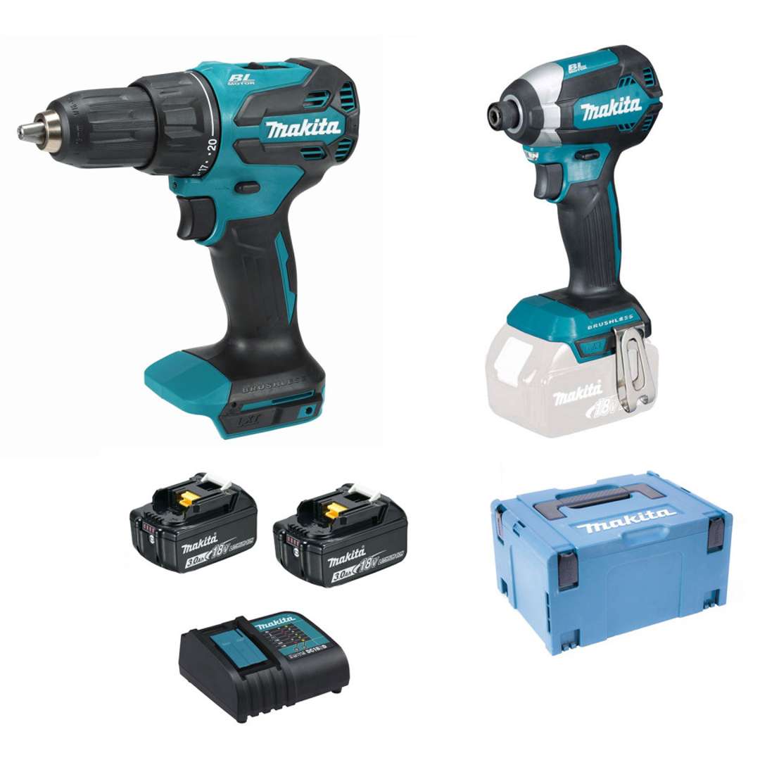 Set Di Utensili A Batteria Makita Dhp490 + Dtd153 Agli Ioni Di Litio Lxt 18v Dlx2537sj