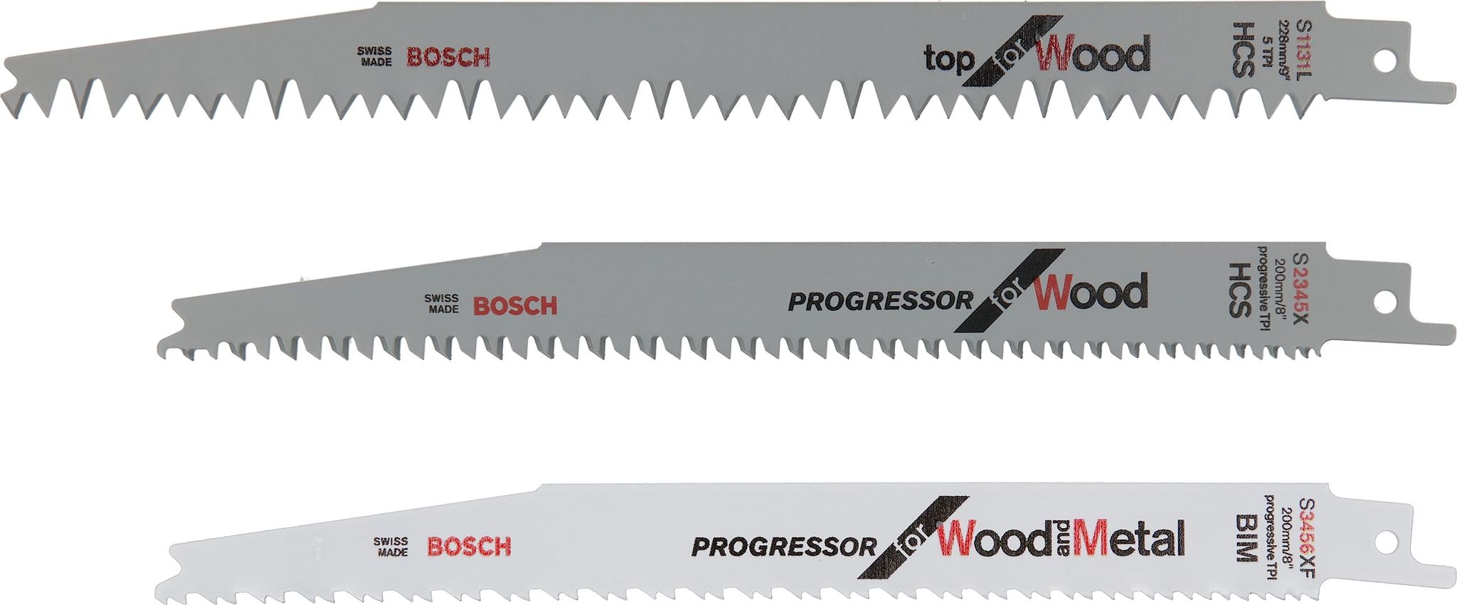 Set Lame Sega A Gattuccio Bosch 3 Pezzi Legno Metallo 175 Mm