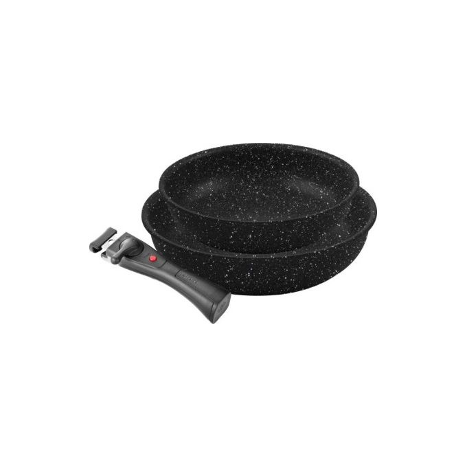 Set padelle 2 pz ( d. 24; 28 cm ) alluminio antiaderente manico amovibile BOLZANO Nero 1011615