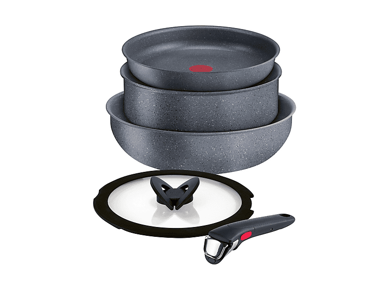 Set padelle LAGOSTINA Ingenio Mineralis, 5 pezzi, Compatibile con Induzione e Gas, Alluminio, Rivestimento Antiaderente, Grigio scuro