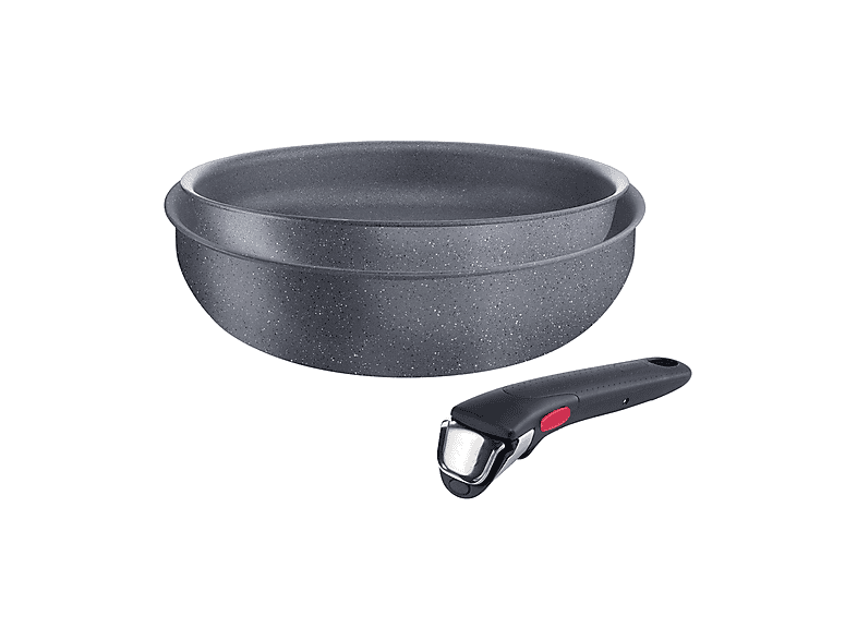 Set padelle + manico LAGOSTINA Ingenio Mineralis, 3 pezzi, Compatibile con Induzione e Gas, Ø24/28 cm, Alluminio, Rivestimento Mineralis antiaderente, Grigio scuro
