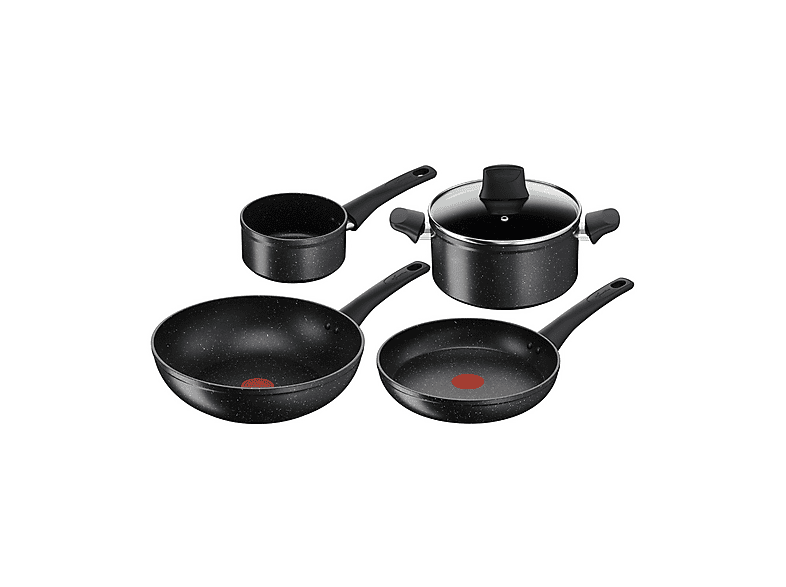 Set pentole e padelle LAGOSTINA Cucina Facile, 5 pezzi, Non adatta per piani a Induzione, Ø 14/20/24/28 cm, Rivestimento Mineralis Antiaderente, Nero