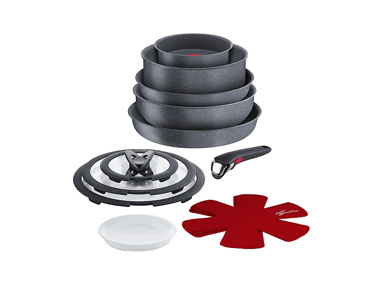 Set pentole e padelle LAGOSTINA Ingenio Mineralis, 13 pezzi, Compatibile con Induzione Gas, Alluminio, Rivestimento Minerarils antiaderente, Grigio scuro