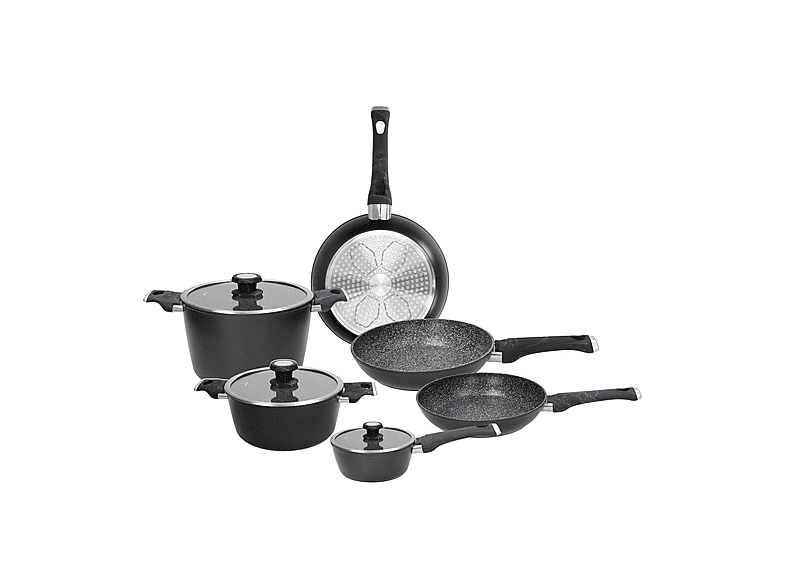 Set pentole e padelle TOGNANA SPHERA, 9 pezzi, Compatibile con piano cottura a gas induzione, Alluminio, Nero