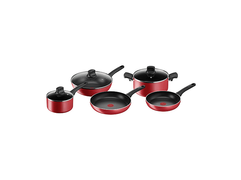 Set pentole LAGOSTINA Cucina Mediterranea, 8 pezzi, Compatibile con Induzione e Gas , Ø 18/24/24/28/28, Allumino, Rivestimento Titanium, Nero Rosso