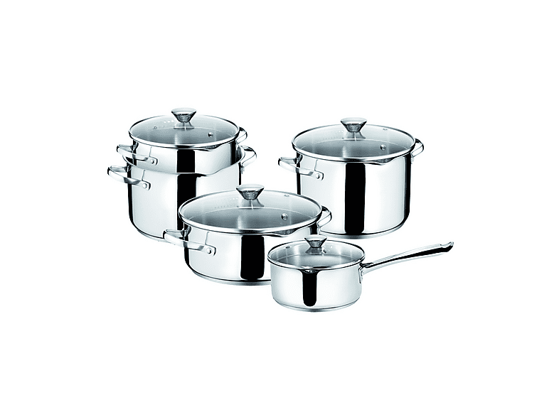 Set Pentole LAGOSTINA Smart, 9 pezzi, Compatibile con Induzione e Gas, Acciaio Inox, Fondo Lagoseal Plus Triplo Strato