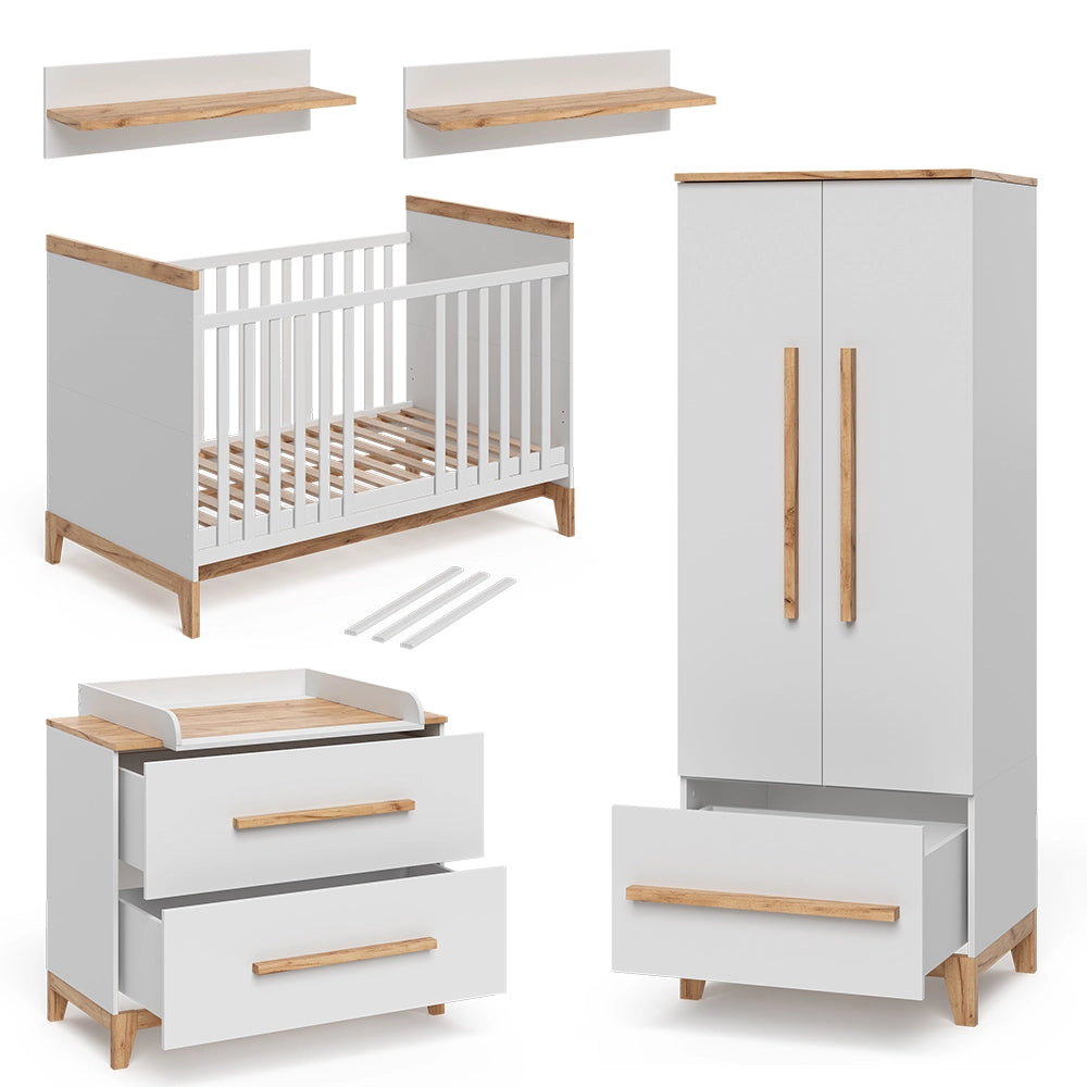 Set per cameretta Malia Bianco/Rovere Set di 4 Vitalispa