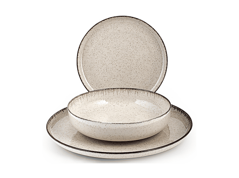 SET PIATTI H&H Servizio Tavola 12 Pezzi Avorio in Porcellana