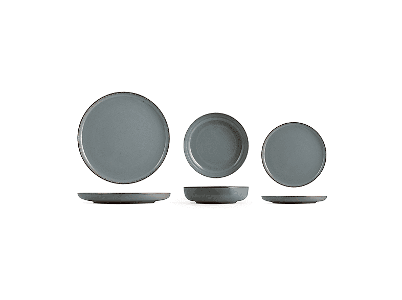 SET PIATTI H&H Servizio Tavola 12 Pezzi Pearl Azzurro