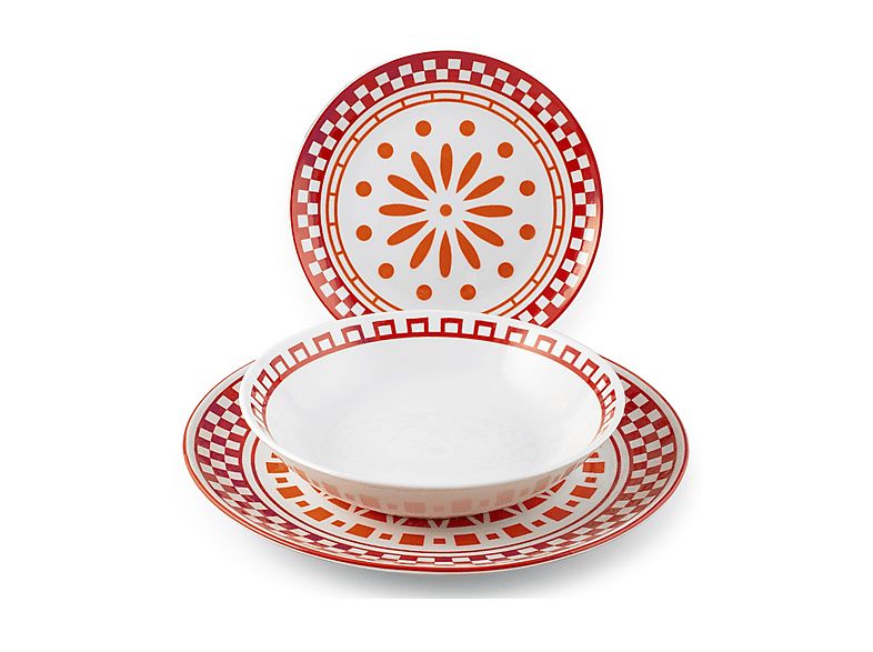 SET PIATTI H&H Servizio Tavola 18 Pezzi in Porcellana Decorata