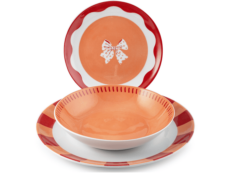 SET PIATTI H&H Servizio Tavola 18 Pezzi in Porcellana Decorata