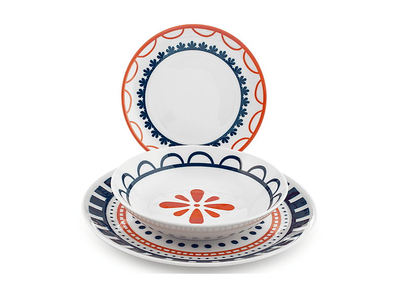 SET PIATTI H&H Servizio Tavola 18 Pezzi in Porcellana Decorata