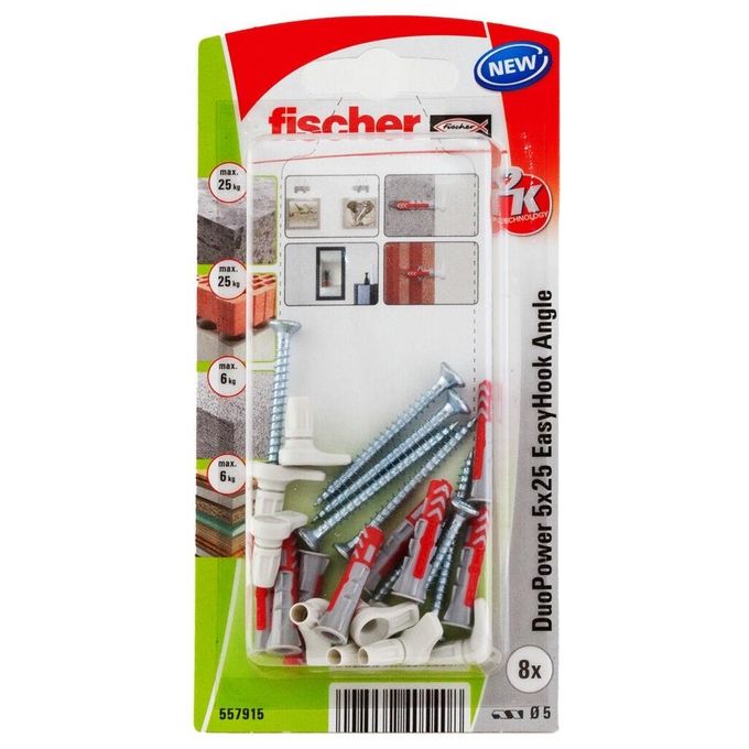 Set tasselli bimateriale con gancio corto (5mm) Duopower Easy Hook ( 8 pz) 557915
