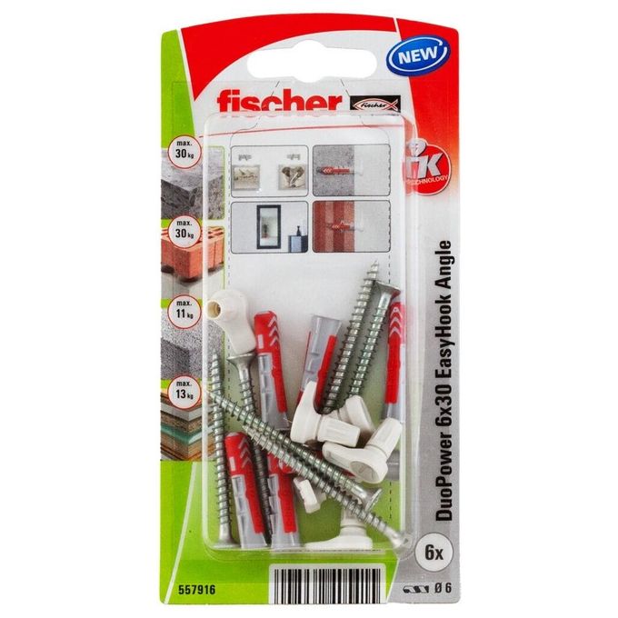 Set tasselli bimateriale con gancio corto (6mm) Duopower Easy Hook ( 6 pz) 557916