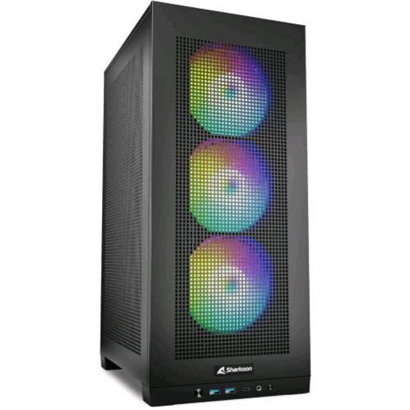 Sharkoon rebel c20 itx rgb pc case 2x u3, 1x usb-c, 3x 120 argb pwm argb controller