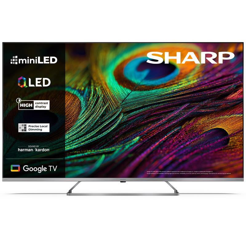 Sharp 55jp7265e - 55 google tv miniled qled 4k - frameless - harman / kardon - audio dolby digital+ / dts hd - chromecast - silver - it
