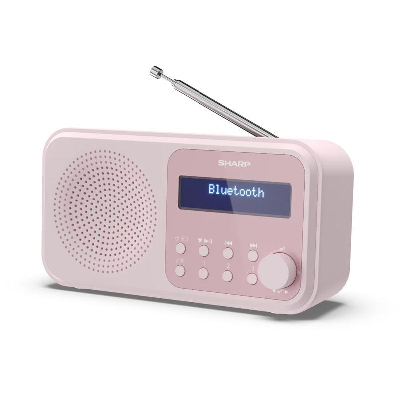 Sharp dr-p420(pk) radio digitale portatile dab dab+ fm con rds bluetooth 5.0 funzione sveglia jack 3.5mm alimentazione usb o batteria con antenna telescopica rosa