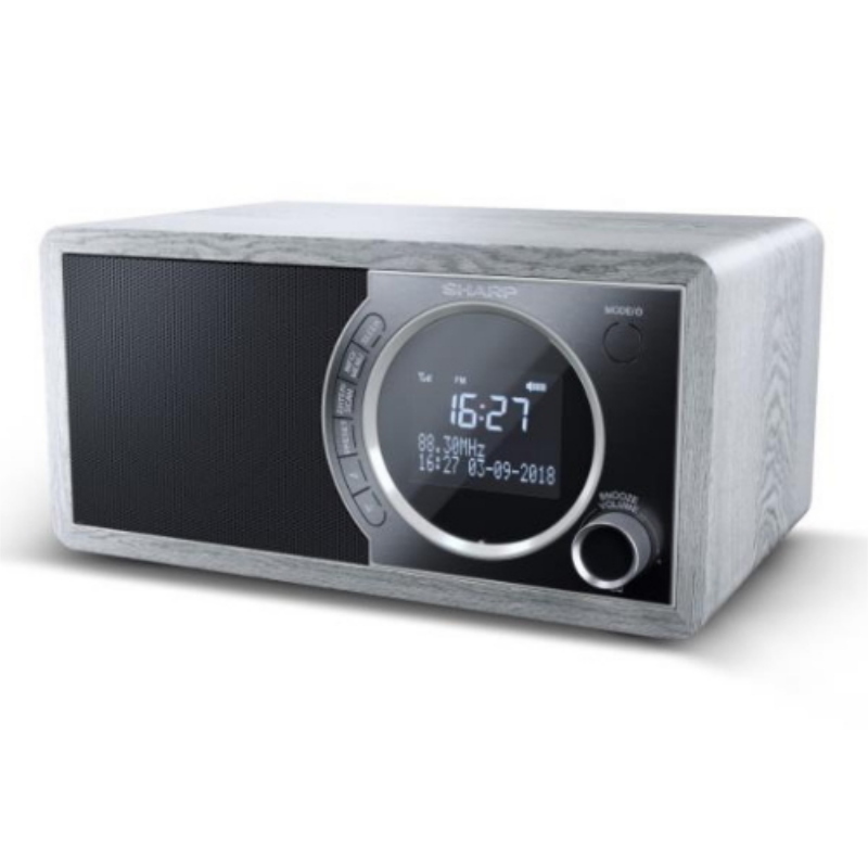 Sharp dr450 radio digitale dab/dab+/fm con rds bluetooth 4.2 20 stazioni memorizzabili sveglia display lcd design retro` grigio