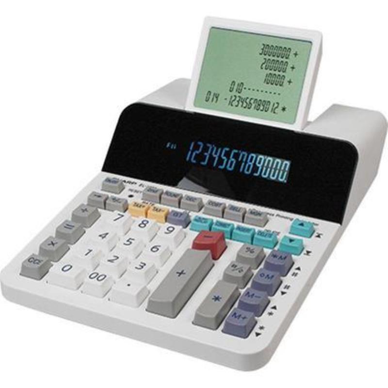 Sharp el-1901 calcolatrice da tavolo doppio display 12 cifre alimentazione rete col. bianco