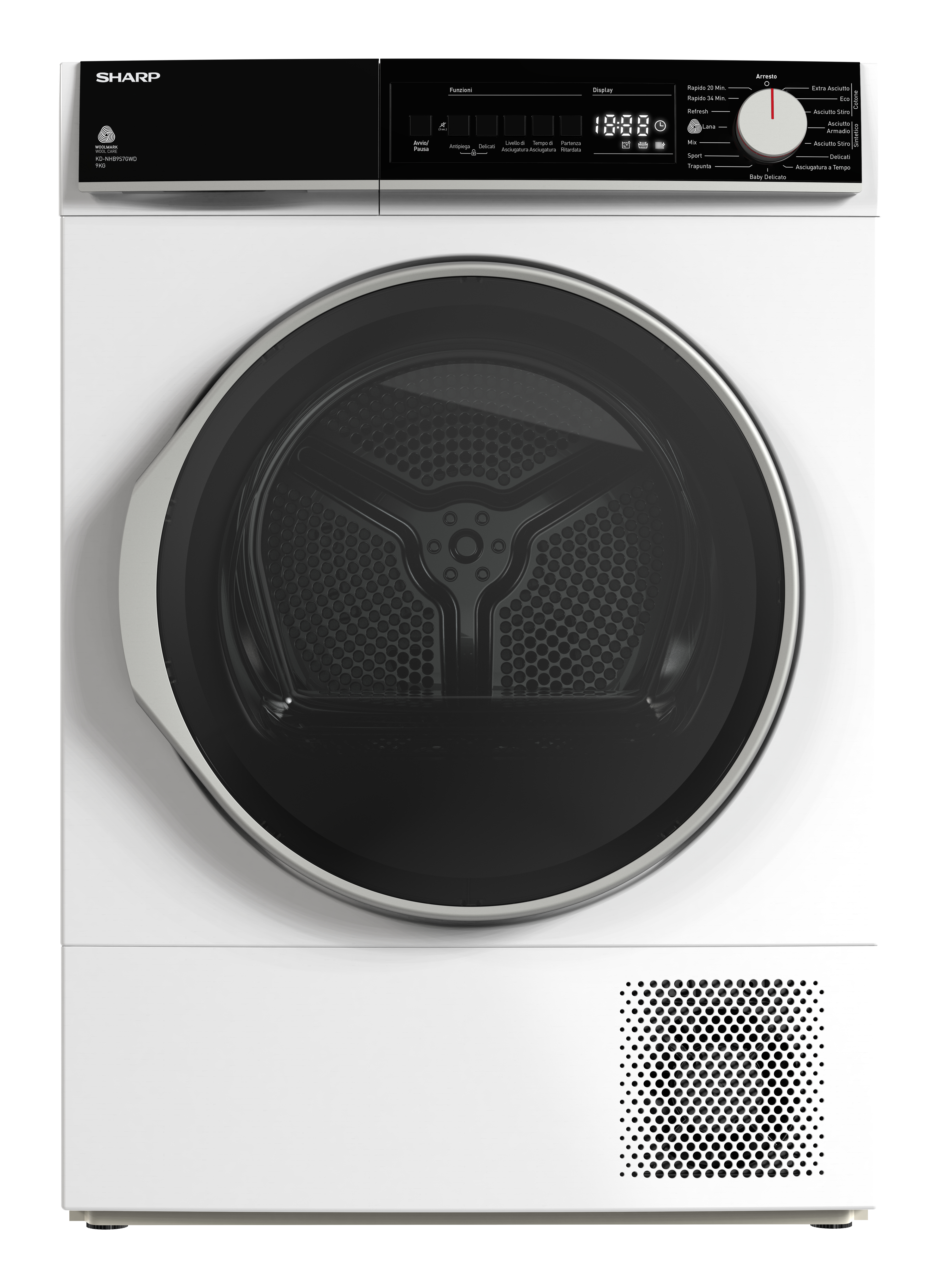 Sharp KD-NHB9S7GWD asciugatrice Libera installazione Caricamento frontale 9 kg Bianco