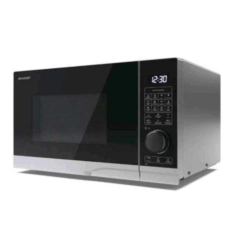 Sharp yc-pc284ae-s forno a microonde 900w con grill 1250w e convezione 2200w 28lt controllo digitale 10 livelli di potenza nero argento