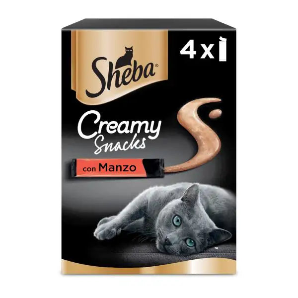Sheba Creamy Snacks per gatti multipack 4x12 gr Manzo - confezione da 6 pezzi - 1° ORDINE? scegli tra BZR5 - BZR20 + 200 pt fedeltà