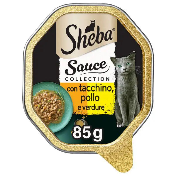 Sheba Creazioni speciali in salsa 85gr Tacchino, Pollo e Verdure - confezione da 22 pezzi - Cibo umido per gatti - 1° ORDINE? scegli tra BZR5 - BZR20 + 200 pt fedeltà