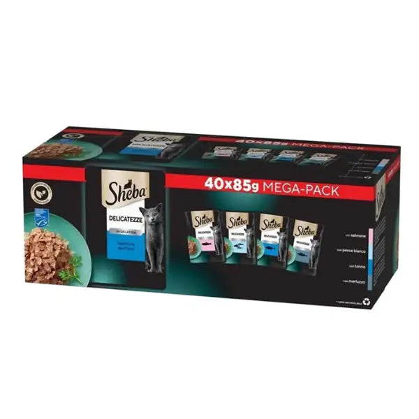 Sheba Delicatezze in gelatina Multipack 40x85 gr Selezione del Mare - 1° ORDINE? scegli tra BZR5 - BZR20 + 200 pt fedeltà