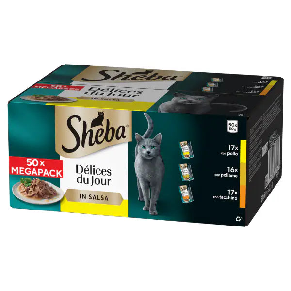 Sheba Délices du Jour in salsa Multipack 50x50 gr Selezione Delicata - 1° ORDINE? scegli tra BZR5 - BZR20 + 200 pt fedeltà