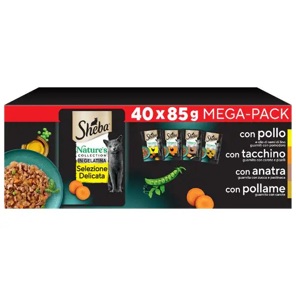 Sheba Nature's Collection in Gelatina Multipack 40x85 gr Selezione Delicata - 1° ORDINE? scegli tra BZR5 - BZR20 + 200 pt fedeltà