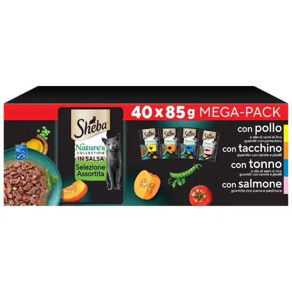 Sheba Nature's Collection in Salsa Multipack 40x85 gr Selezione Assortita - 1° ORDINE? scegli tra BZR5 - BZR20 + 200 pt fedeltà